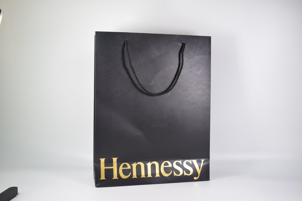 Black Paper Bag with Contrast Interior